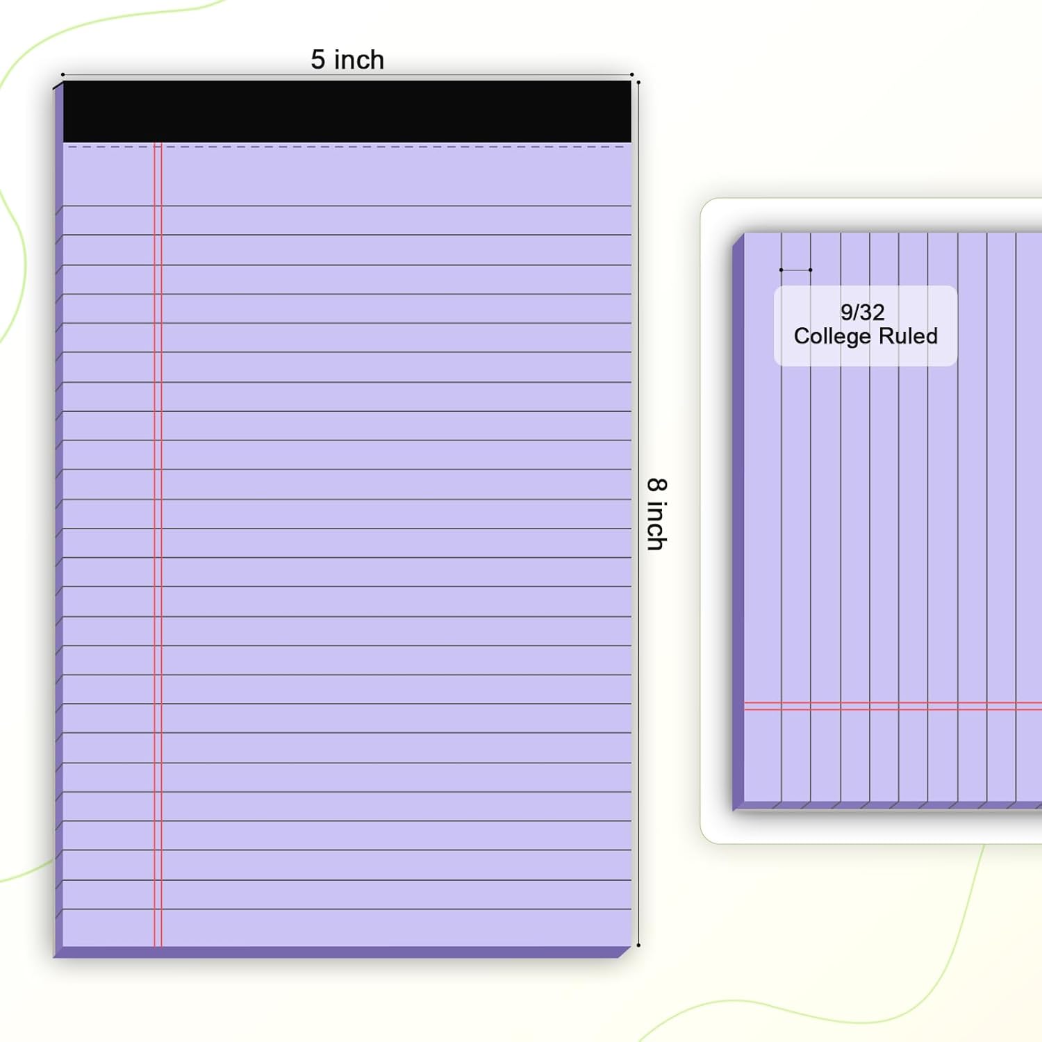 5pcs Colored Note Pads 5x8 College Ruled Small Legal Pads Paper Notepads 5 Pack Study Back Writing Pads 5 x 8 Paper Pads Perforated Narrow Ruled Pads of Paper