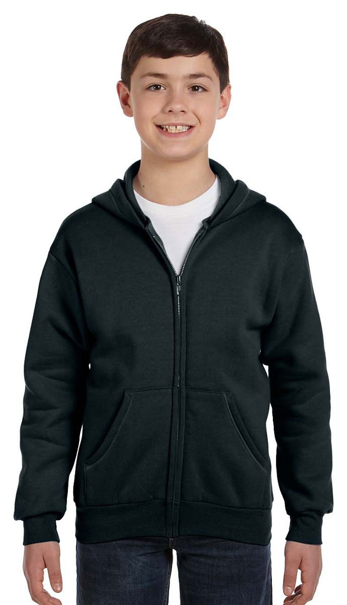 Hanes Boys' EcoSmart Full Zip Hooded Jacket, Navy, Large