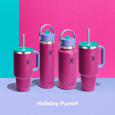Hydro Flask 32 Oz Travel Tumbler with Handle, Lid and Straw - Insulated Stainless Steel in Holiday Punch