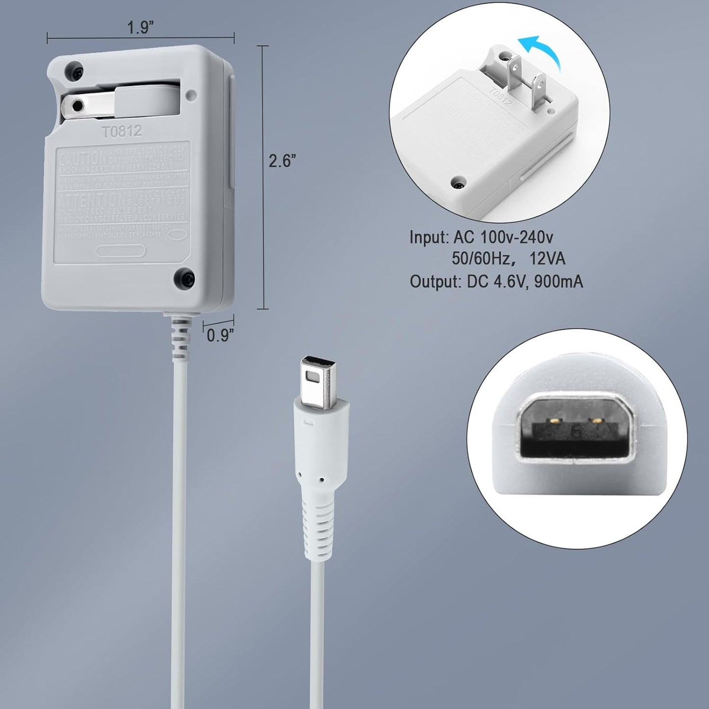 3DS Charger for Nintendo 3DS/ DSi/DSi XL/ 2DS/ 2DS XL/New 3DS 100-240V Wall Plug Adapter