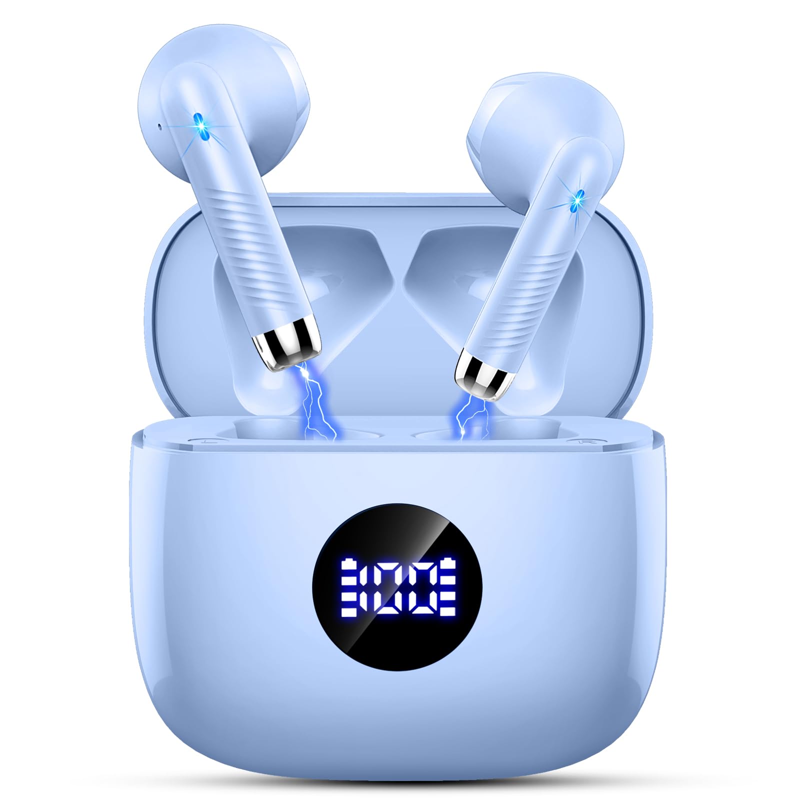 Wireless Earbuds, Bluetooth 5.4 Ear Buds LED Power Display Headphones Bass Stereo, Bluetooth Earbuds in-Ear Noise Cancelling Mic, 40H Playback Mini Case IP7 Waterproof Sports Earphones for Android iOS