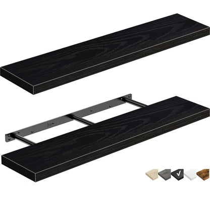 QEEIG Bathroom Floating Shelves for Wall Mounted Shelf Over Toilet Farmhouse Home Decor Display Shelving Small 16 inch Set of 2, Rustic Brown (008-40BN)