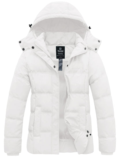 Wantdo Women's Hooded Warm Winter Coat Quilted Thicken Puffer Jacket with Removable Hood