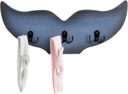 Okuna Outpost Whale Tail Wall Hook for Nursery, Nautical Ocean Wall Decor (Blue, 15.5 x 6.75 x 1 in)