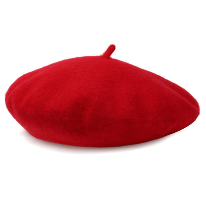 Women French Wool Beret Hats - Solid Color Classic Beanie Winter Cap