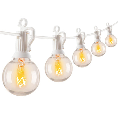 Outdoor String Lights 25 Feet G40 Globe LED Patio Lights with 13 Edison Plastic Bulbs(1 Spare), Waterproof Connectable Hanging Lights for Backyard Porch Balcony Party Decor, E12 Socket Base, Black