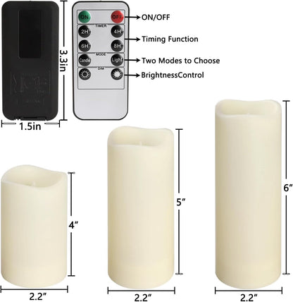 Set of 24 Waterproof Outdoor Flameless Candles, LED Candles with 4 Remote and Timer,(H 4" 5" 6" x D 2.2"),for Halloween Wedding Festiv