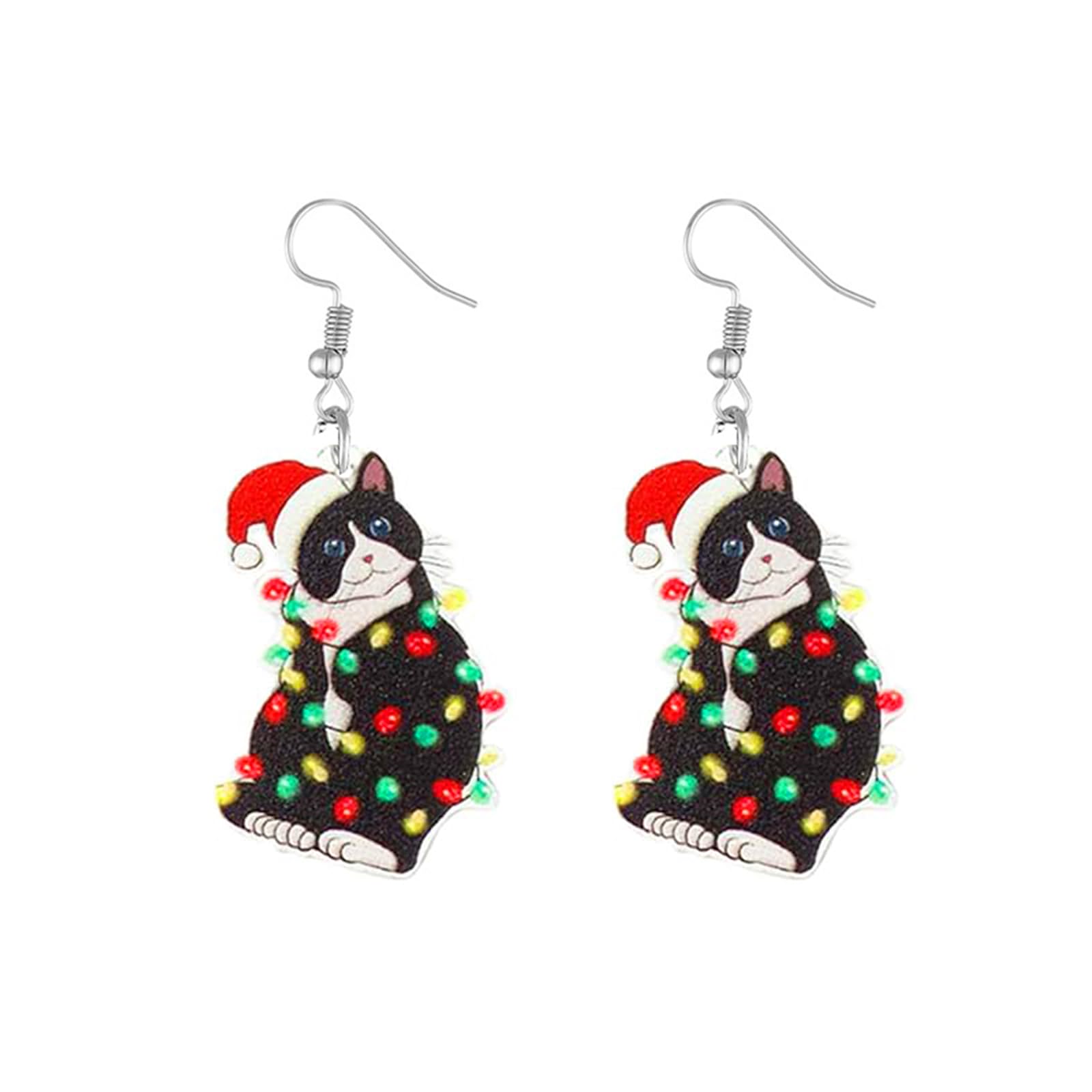 Christmas Earrings For Women Cute Colorful Acrylic Christmas Santa Claus HO HO HO Tree Gingerbread Man Dangle Drop Holiday Earrings Decoration Christmas Jewelry Gifts