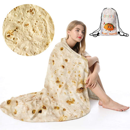 Admitrack Tortilla Blanket, Funny Realistic Round Burrito Throw for Adults & Kids (Double Sided)