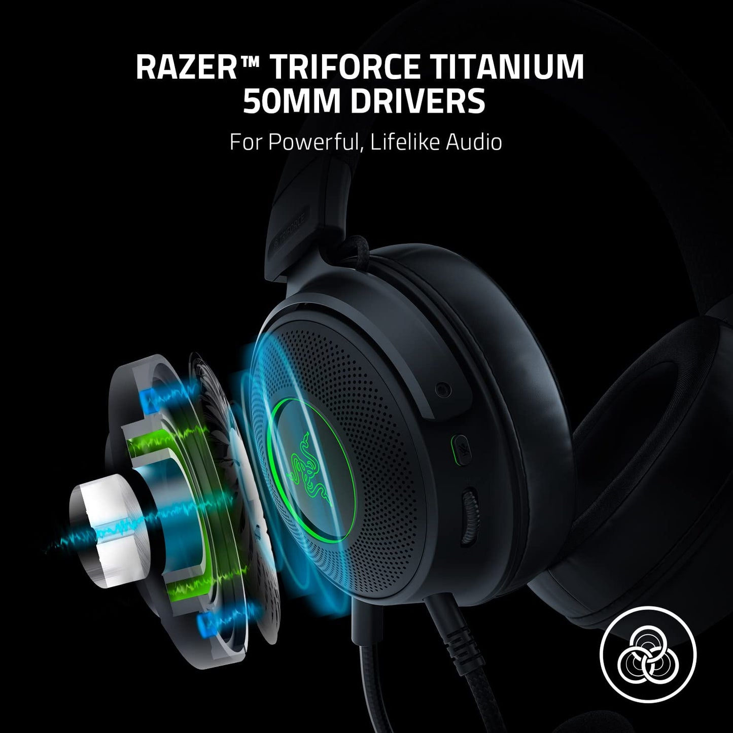 Razer Kraken V3 X Wired USB Gaming Headset: Lightweight Build - Triforce 40mm Drivers - HyperClear Cardioid Mic - 7.1 Surround Sound - Chroma RGB Lighting - Black