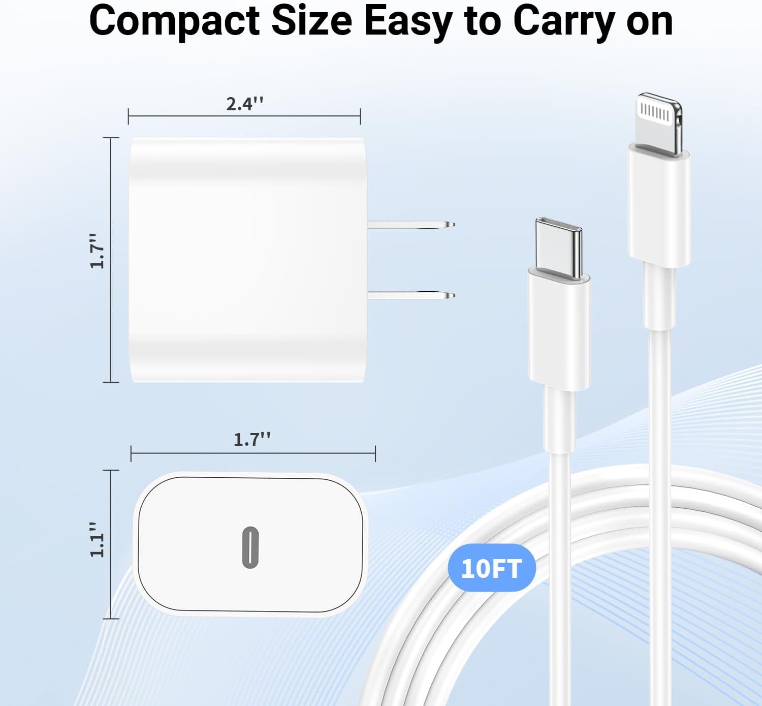 Essri i Phone Charger Fast Charging 10 FT, 3-Pack 20W PD USB C Charger Block with iPhone 14 13 Charging Cable 10 Foot, Compatible with iPhone 14 Pro/13Pro Max/12/11Pro/Mini - White