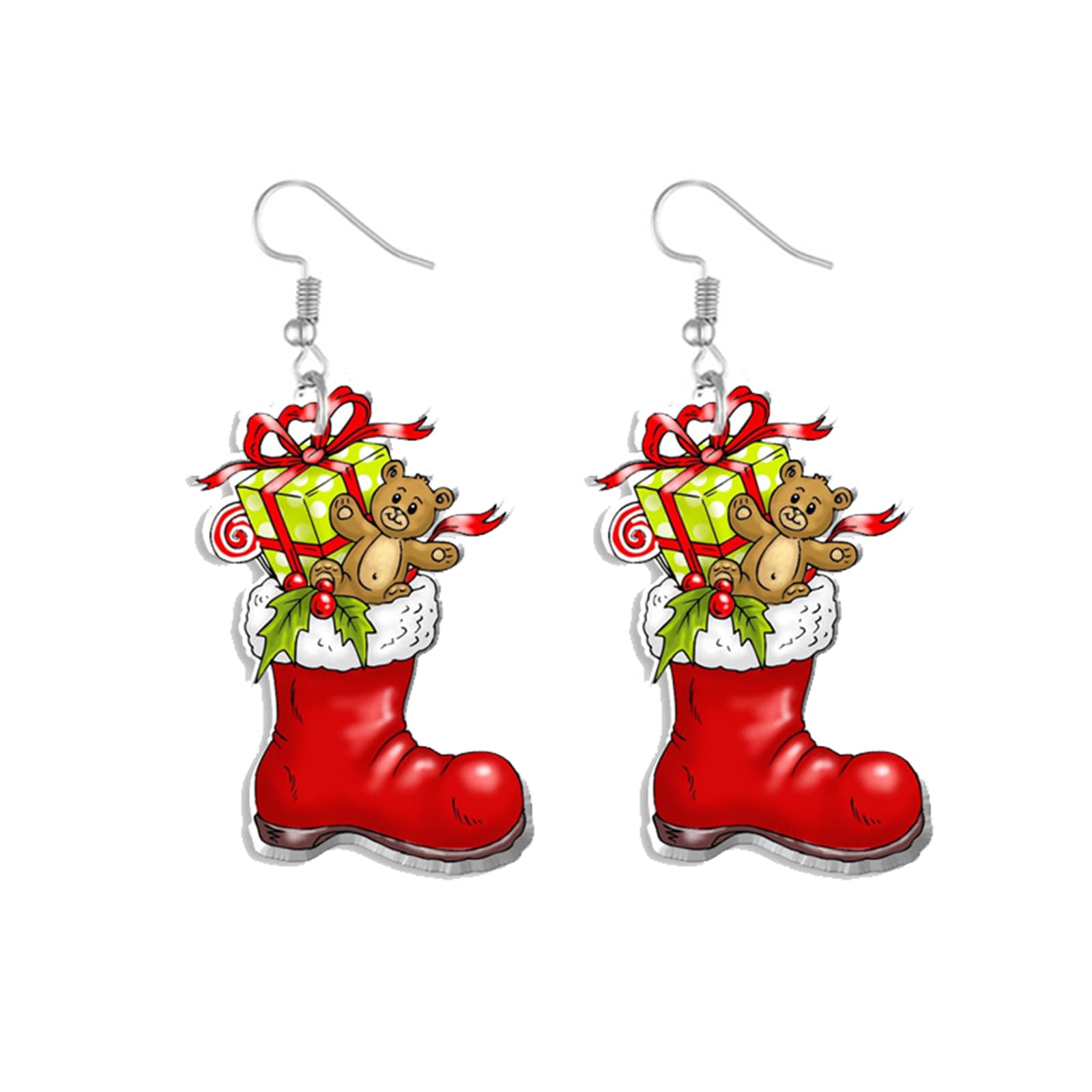 Christmas Earrings For Women Cute Colorful Acrylic Christmas Santa Claus HO HO HO Tree Gingerbread Man Dangle Drop Holiday Earrings Decoration Christmas Jewelry Gifts