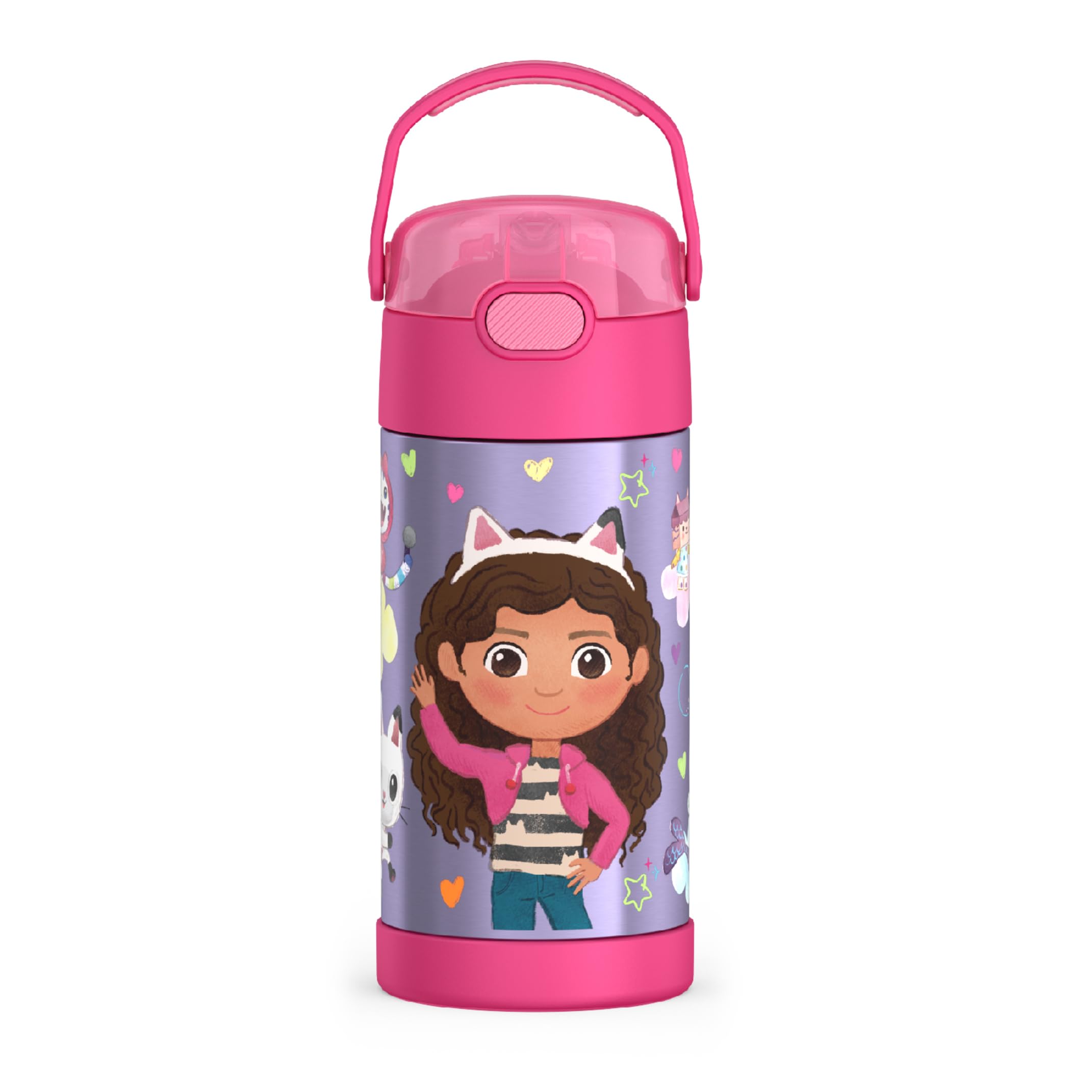 THERMOS FUNTAINER Water Bottle with Straw - 12 Ounce - Kids Stainless Steel Vacuum Insulated Water Bottle with Lid, Minecraft