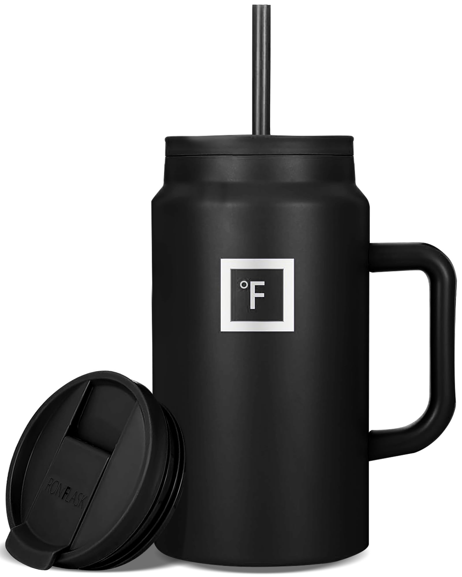 IRON °FLASK Co-Pilot Insulated Mug w/Straw & Flip Cap Lids - Cup Holder Bottle for Hot, Cold Drink - Leak-Proof - Water, Coffee Portable Travel Mug - Aurora, 40 Oz
