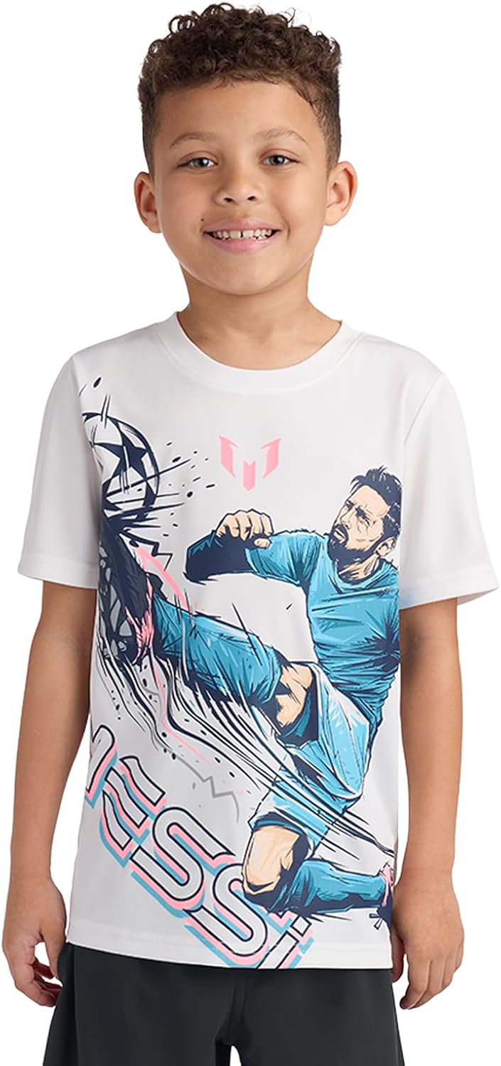 Boys' Lifestyle Short Sleeve Top, Loose-fit Shirt with Logo, Comfortable
