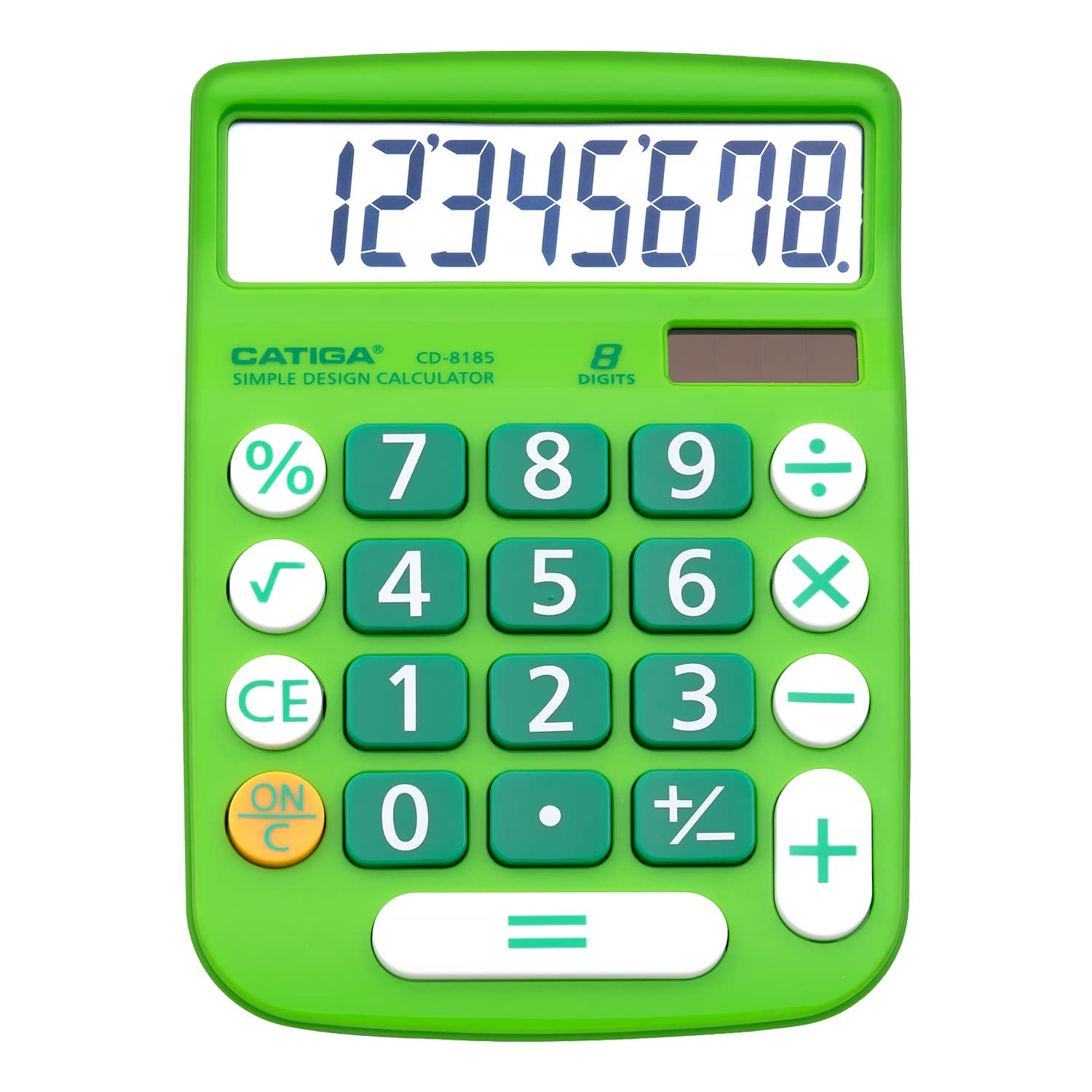 CATIGA Desktop Calculator 8 Digit with Solar Power and LCD Display, Big Buttons, for Home, Office, School, Class and Business, 4 Function Small Basic Calculators for Desk, CD-8185
