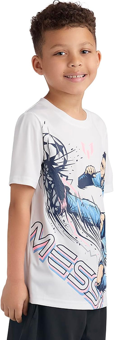 Boys' Lifestyle Short Sleeve Top, Loose-fit Shirt with Logo, Comfortable