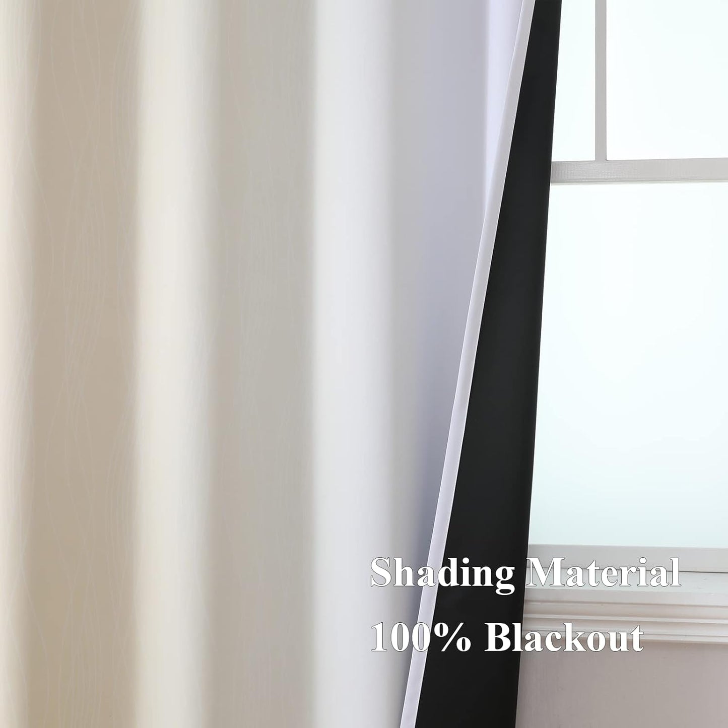 Estelar Textiler Beige and Greyish White Blackout Curtains for Living Room, Full Room Darkening Gradient Drapes for Bedroom, Thermal Insulated Ombre Grommet Curtains for Dining Room,52Wx84L,2 Panels