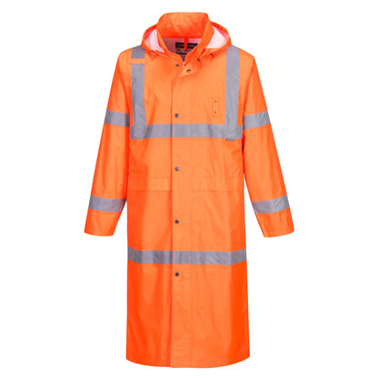 Portwest UH445 Men's Classic Raincoat Waterproof Hi Vis Reflective Long Rain Jacket ANSI Class 3 Yellow