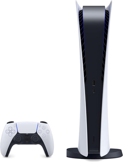 Sony PS5 PlayStation 5 Digital Edition Gaming Console + Wireless Controller - 16GB GDDR6 RAM, 825GB SSD, 120Hz 8K Output, White