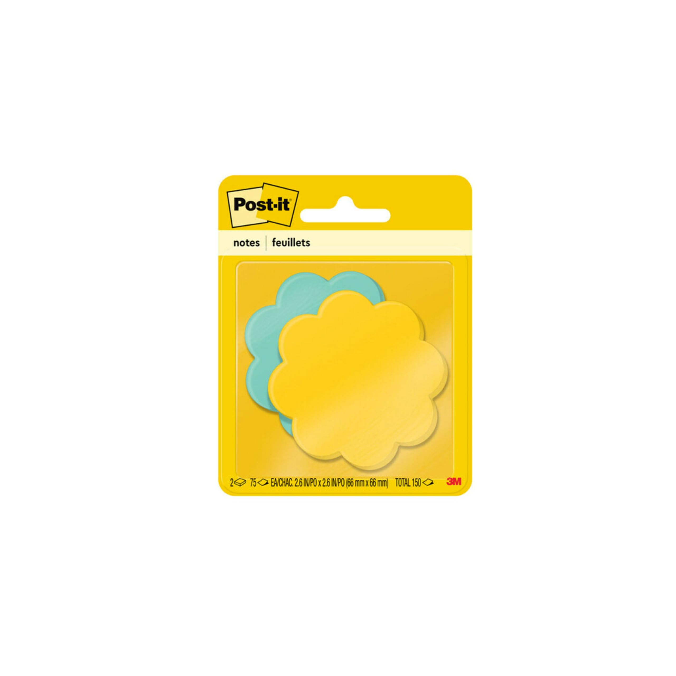 Post-it Notes, Heart Shape, Assorted Colors, 2.6x2.6 in, 2 Pads, 75 Sheets/Pad (7350-HRT)
