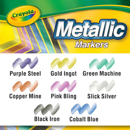 Crayola Metallic Markers, Art Supplies, 8 Count, Colors May Vary