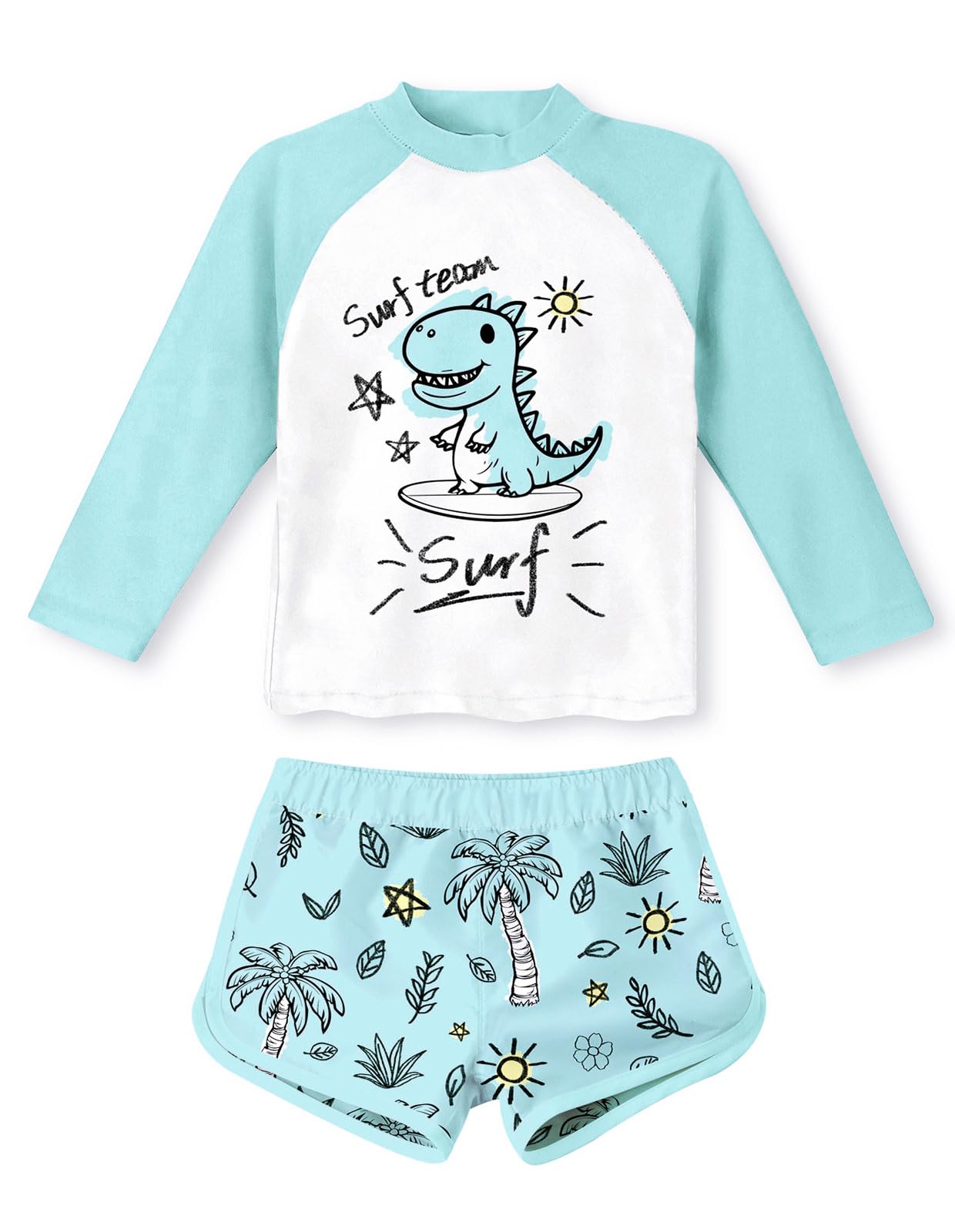 Vogseek 4-10T Girls Rashguard 2 Pieces Long Sleeve Swimsuit Swimwear with Shorts
