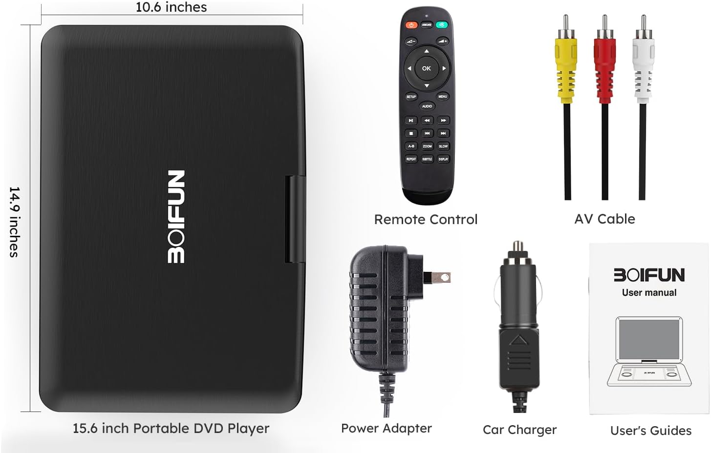 17.5"" Portable DVD Player with 15.6"" Large HD Screen, 6 Hours Rechargeable Battery, Support USB/SD Card/Sync TV and Multiple Disc Formats, High Volume Speaker, Black