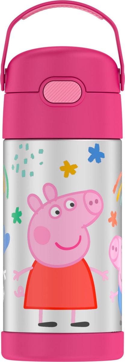 THERMOS FUNTAINER Water Bottle with Straw - 12 Ounce - Kids Stainless Steel Vacuum Insulated Water Bottle with Lid, Bluey