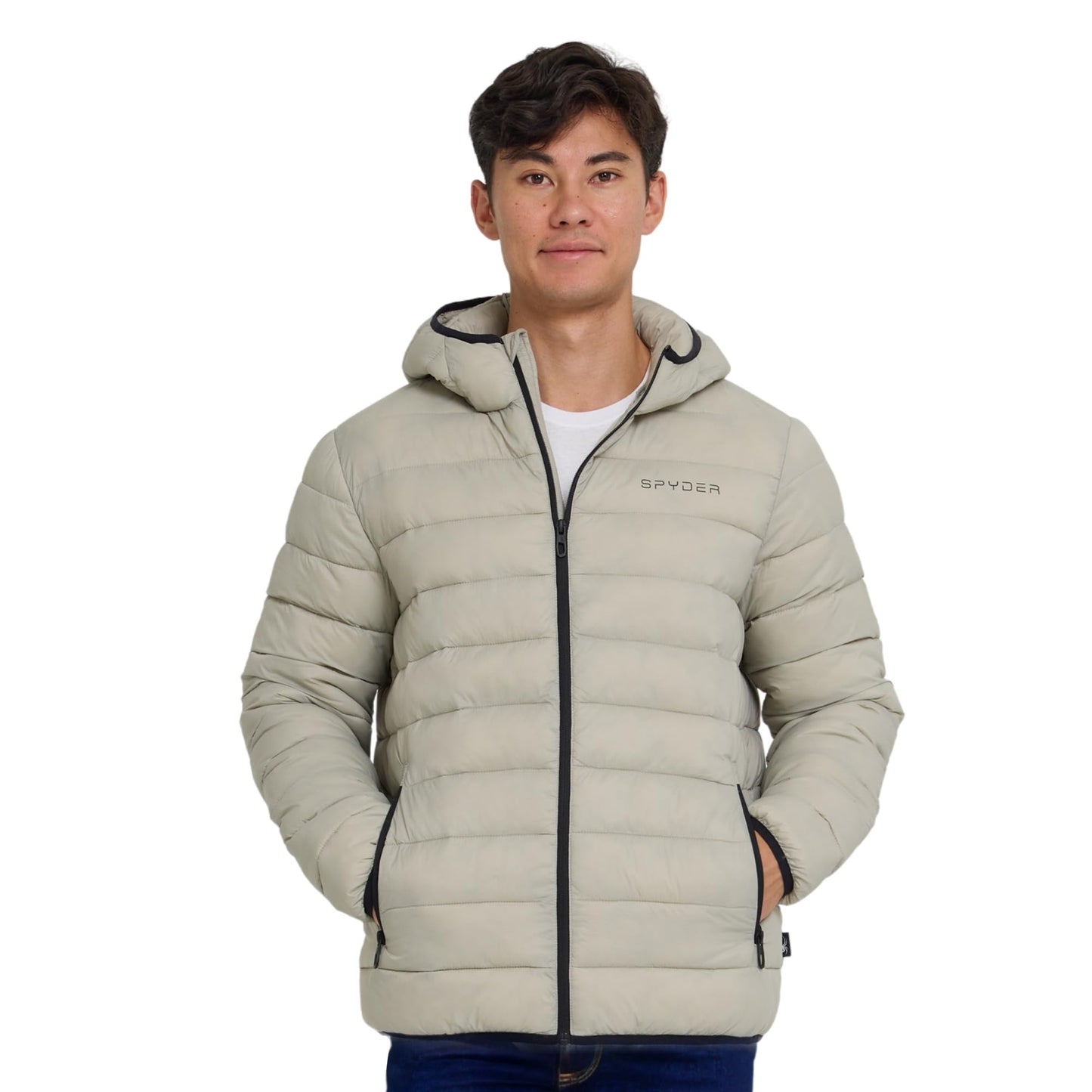 Spyder Packable Puffer Jacket Men with Hood, Lightweight Winter Jackets for Men