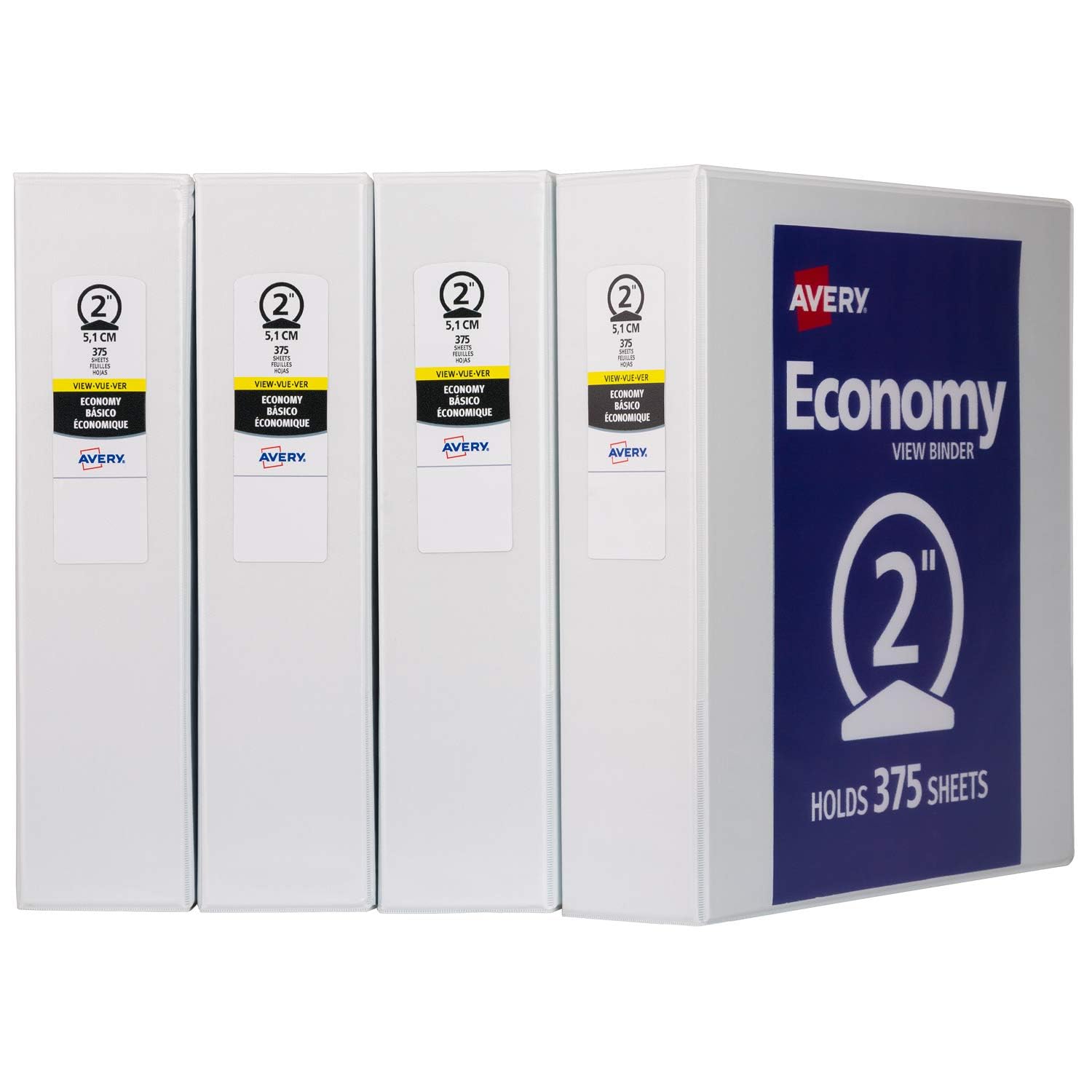 Avery Economy View 3 Ring Binder 1/2 Inch Round Rings, 1 White Binder (05706)