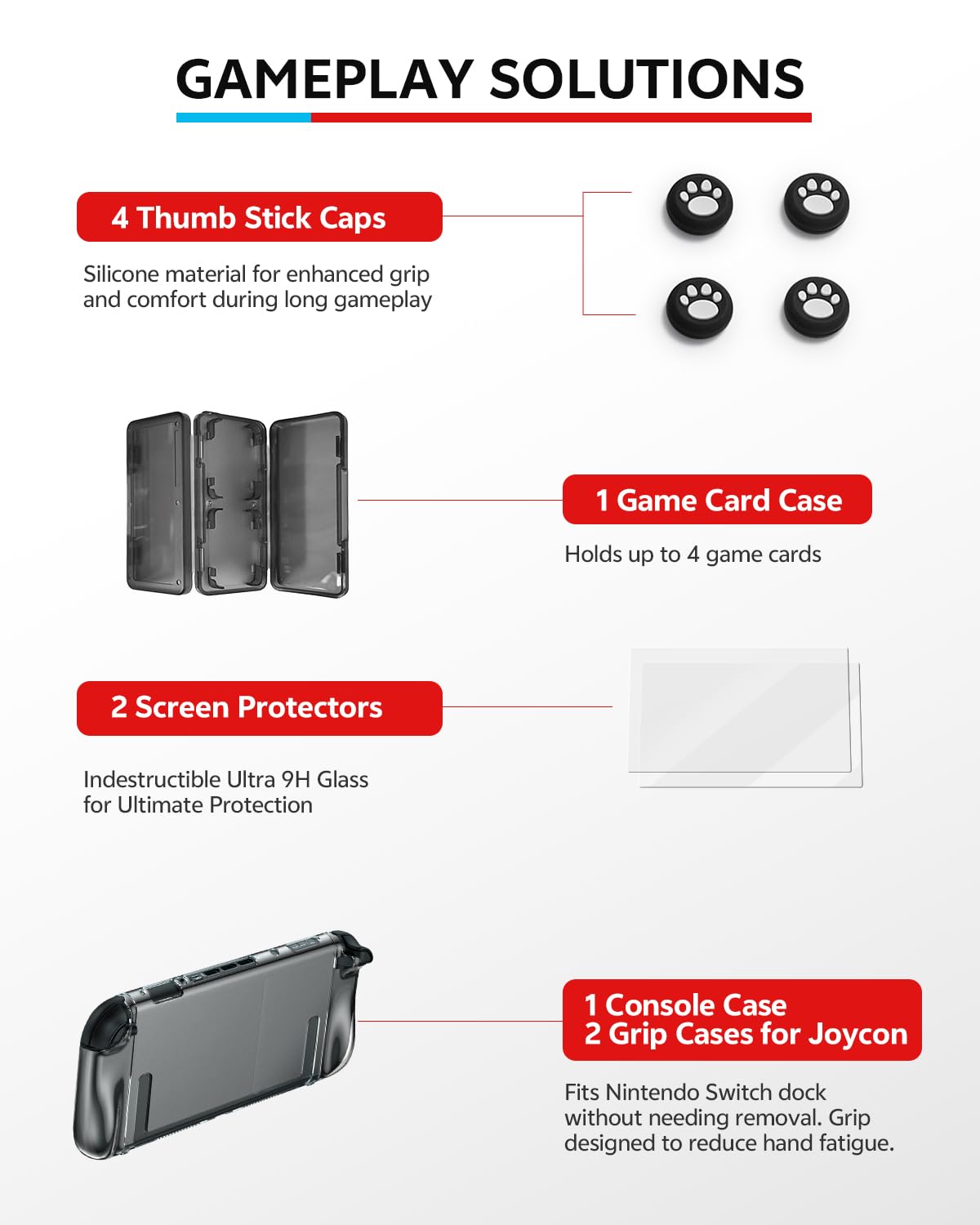 Switch 2 Pro Controllers Accessories Bundle for Nintendo 17-in-1: Carrying Case, Screen Protector, Thumb Grip for Joycon, Dockable Console Protective Cover Shell, Steering Wheel, 2025 Switch2 Game Kit