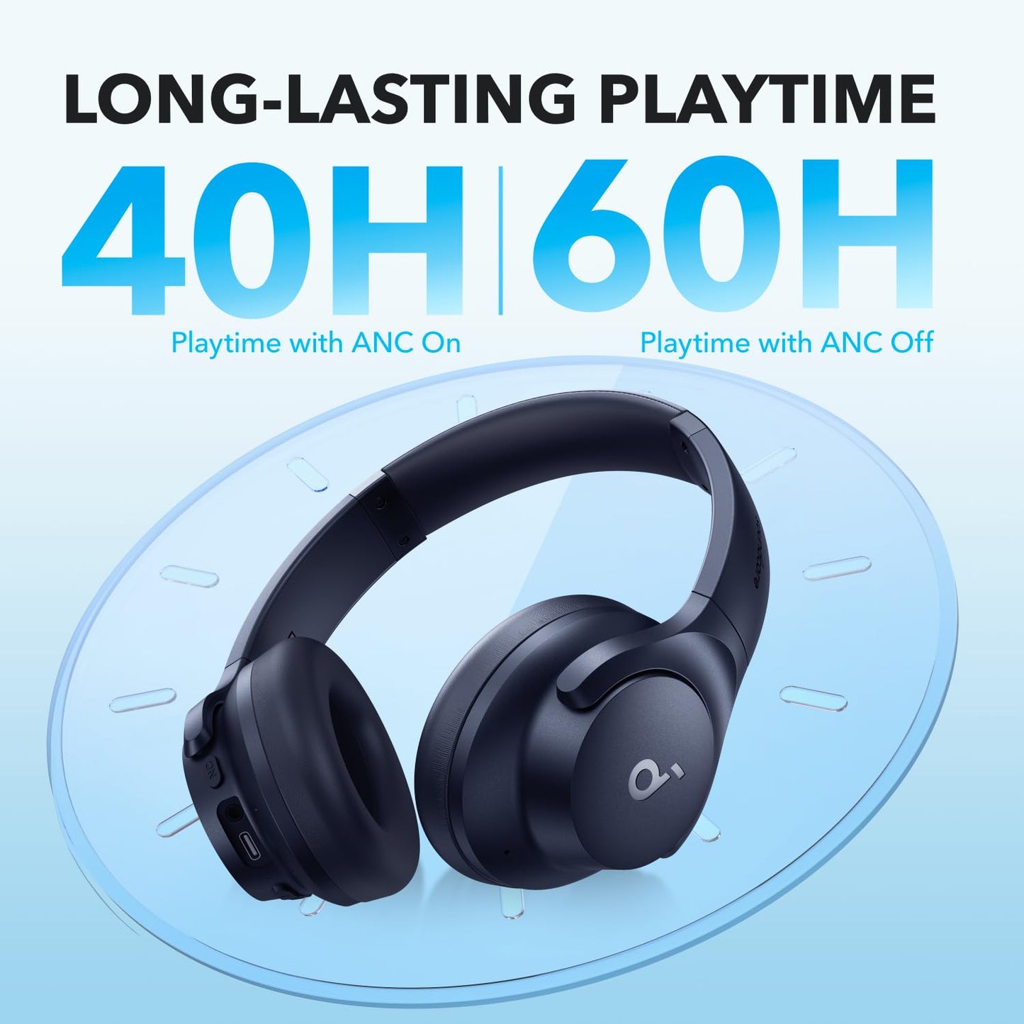 Soundcore by Anker Q20i Hybrid Active Noise Cancelling Headphones, Wireless Over-Ear Bluetooth, 40H Long ANC Playtime, Hi-Res Audio, Big Bass, Customize via an App, Transparency Mode (Pink)