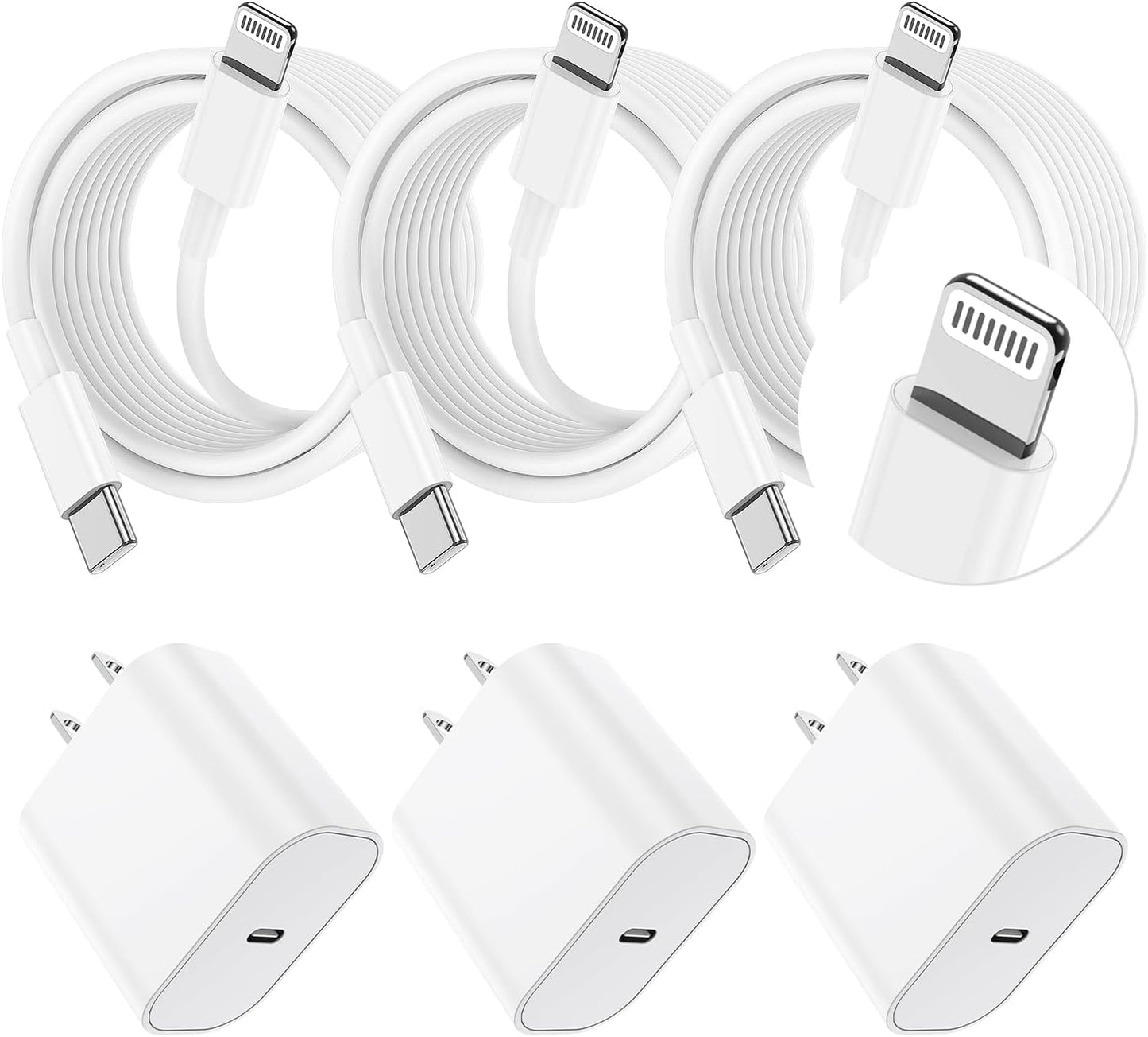 Essri i Phone Charger Fast Charging 10 FT, 3-Pack 20W PD USB C Charger Block with iPhone 14 13 Charging Cable 10 Foot, Compatible with iPhone 14 Pro/13Pro Max/12/11Pro/Mini - White