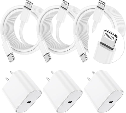 Essri i Phone Charger Fast Charging 10 FT, 3-Pack 20W PD USB C Charger Block with iPhone 14 13 Charging Cable 10 Foot, Compatible with iPhone 14 Pro/13Pro Max/12/11Pro/Mini - White