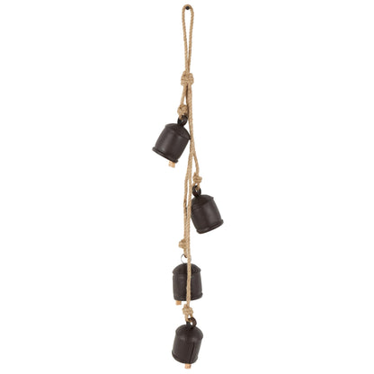 Deco 79 Gold Metal Tibetan Inspired Decorative Giant XL Cow Bells with Jute Hanging Rope, Set of 3 10",8",6"H - Cylindrical