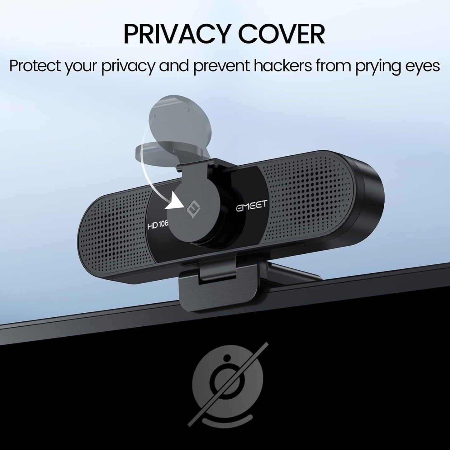 EMEET 1080P Webcam with Microphone, C960 Web Cam, 2 Mics, 90° FOV, USB Type-A & A-to-C Adapter, Plug&Play Computer Camera for Online Calling, Zoom/Teams/Facetime, Switch 2 Camera Support, 2025 Version