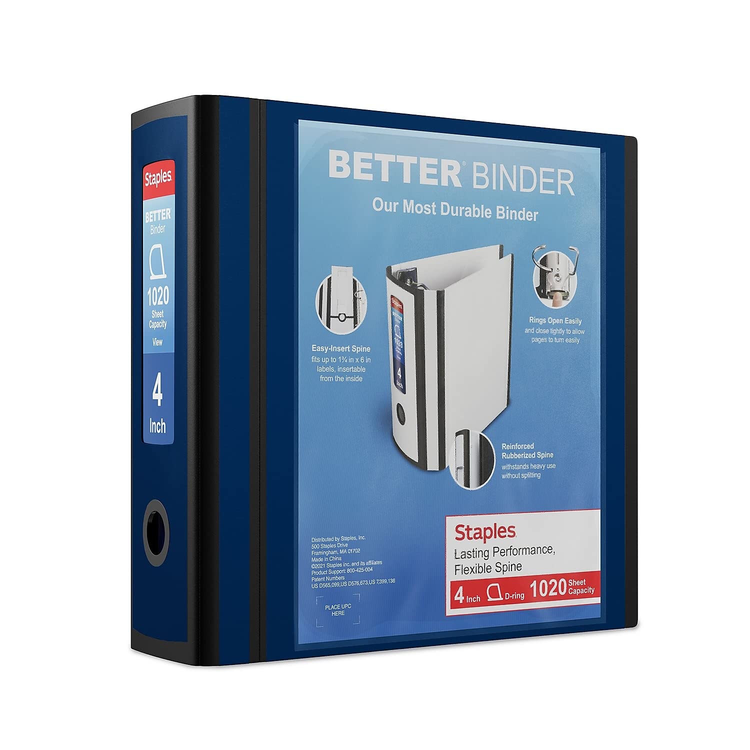 STAPLES 3 Inch BetterView Binder with D-Rings (Teal)