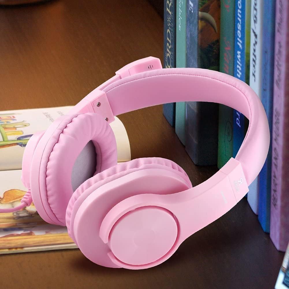 H-10 Gaming Headset for PS4, Xbox One, PC, PS5, Nintendo Switch, Stereo Wired Noise Cancelling Over Ear Headphones with Mic for Kids Adults, Bass Surround, Soft Memory Earmuffs, Pink