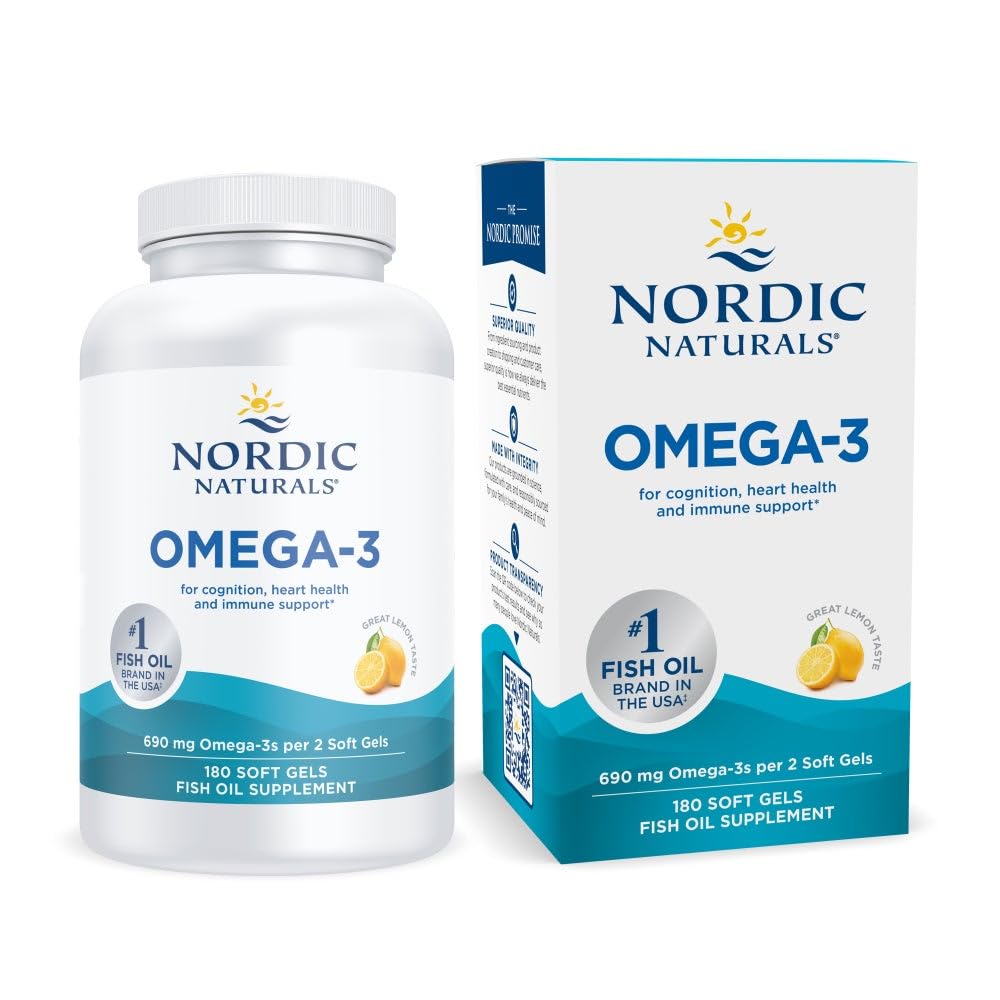 Nordic Naturals Omega-3, Lemon Flavor - 90 Soft Gels - 690 mg Omega-3 - Fish Oil - EPA & DHA - Immune Support, Brain & Heart Health, Optimal Wellness - Non-GMO - 45 Servings