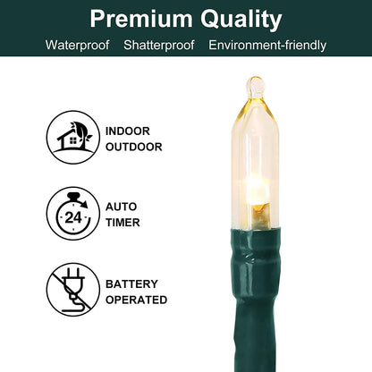 Christmas Light, 33ft 100 LED Battery Operated String Lights with Auto Timer & 8 Modes, Green Wire Outdoor Waterproof String Lights for Outdoor and Indoor Christmas Decor – Warm White