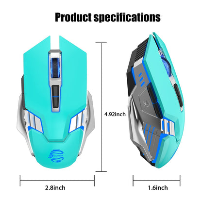 Bluetooth Gaming Mouse, RGB Rechargeable USB Wireless Mouse, Quiet Click, LED Backlit, Ergonomic, with Side Button, 6 Button, DPI Adjustable, Computer Mice for Laptop PC MacBook Chromebook - Grey