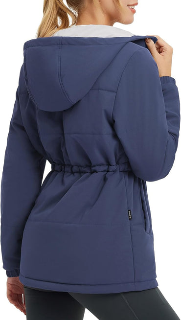 baleaf Women's Wnter Coat Long Puffer Jacket Quilted Jackets with Hood Warm Running Insulated Hiking Snow