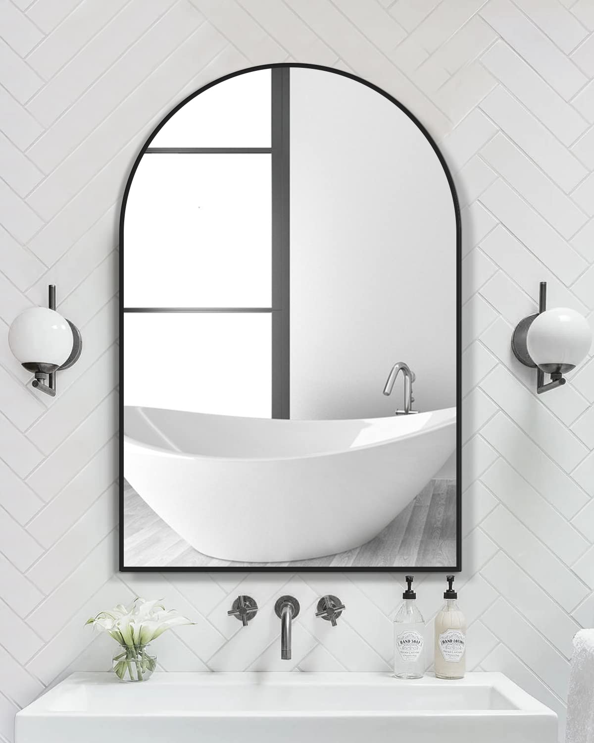 TinyTimes 64''x21'' Arched Full Length Mirror with Stand, Full Body Mirror, Mirrors Full Length Floor Freestanding, Wall Mounted Mirrors for Bedroom Living Room Cloakroom (Gold)