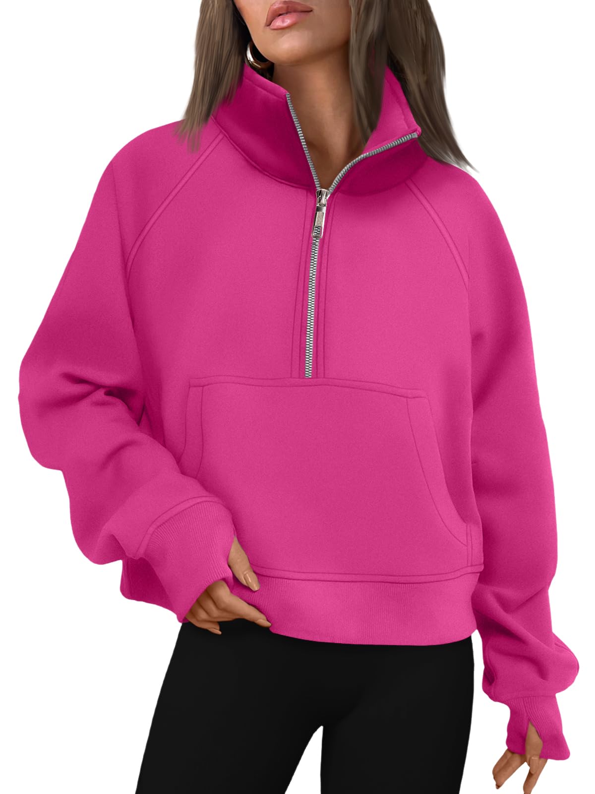 AUTOMET Womens Sweatshirts Half Zip Cropped Pullover Fleece Quarter Zipper Hoodies 2025 Fall Fashion Outfits Clothes