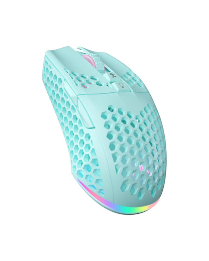 SM600 White Wireless Gaming Mouse,8000 DPI Tri-Modes BT5.1/Type-C Wired/2.4G Wireless Mouse with 2 Side Buttons, Programmable Macro Gamer Mouse with RGB Light for Laptop/PC/Mac
