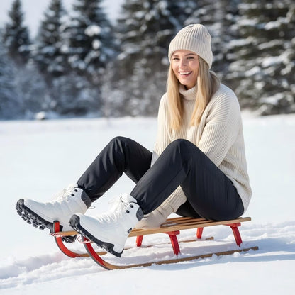 Aomigoct Winter Snow Boots for Women: Warm Fur Lined Waterproof Leather Ankle Booties for Outdoor Hiking Non Slip