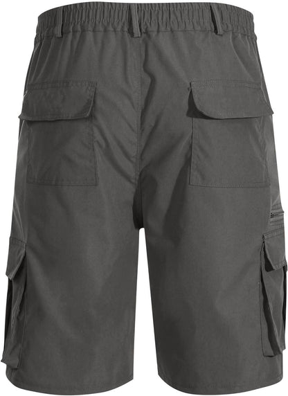 Cargo Shorts for Men Casual Summer Hiking Pants Elastic Waist Big and Tall Knee Length Multi-Pockets Bermuda Shorts