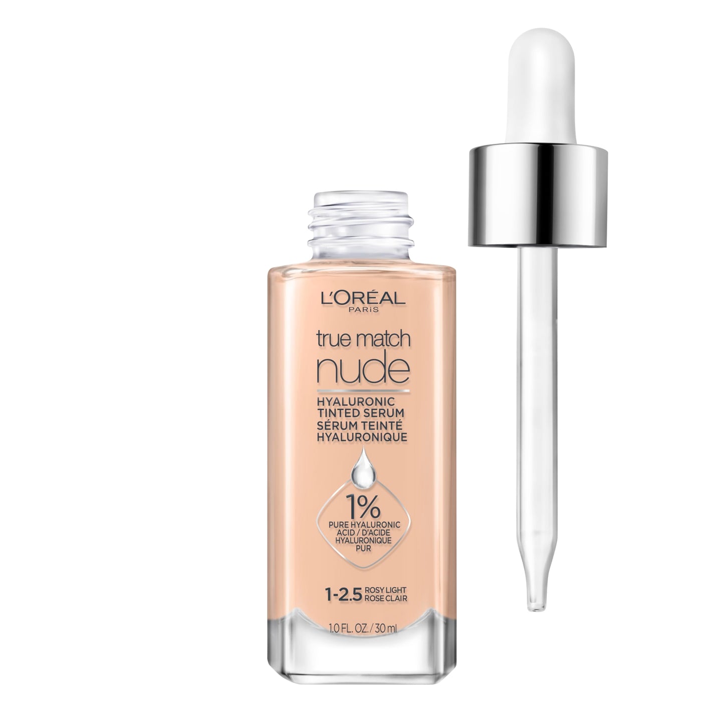 L'Oreal Paris True Match Nude Hyaluronic Tinted Serum Foundation with 1% Hyaluronic acid, Medium 4-5, 1 fl. oz.