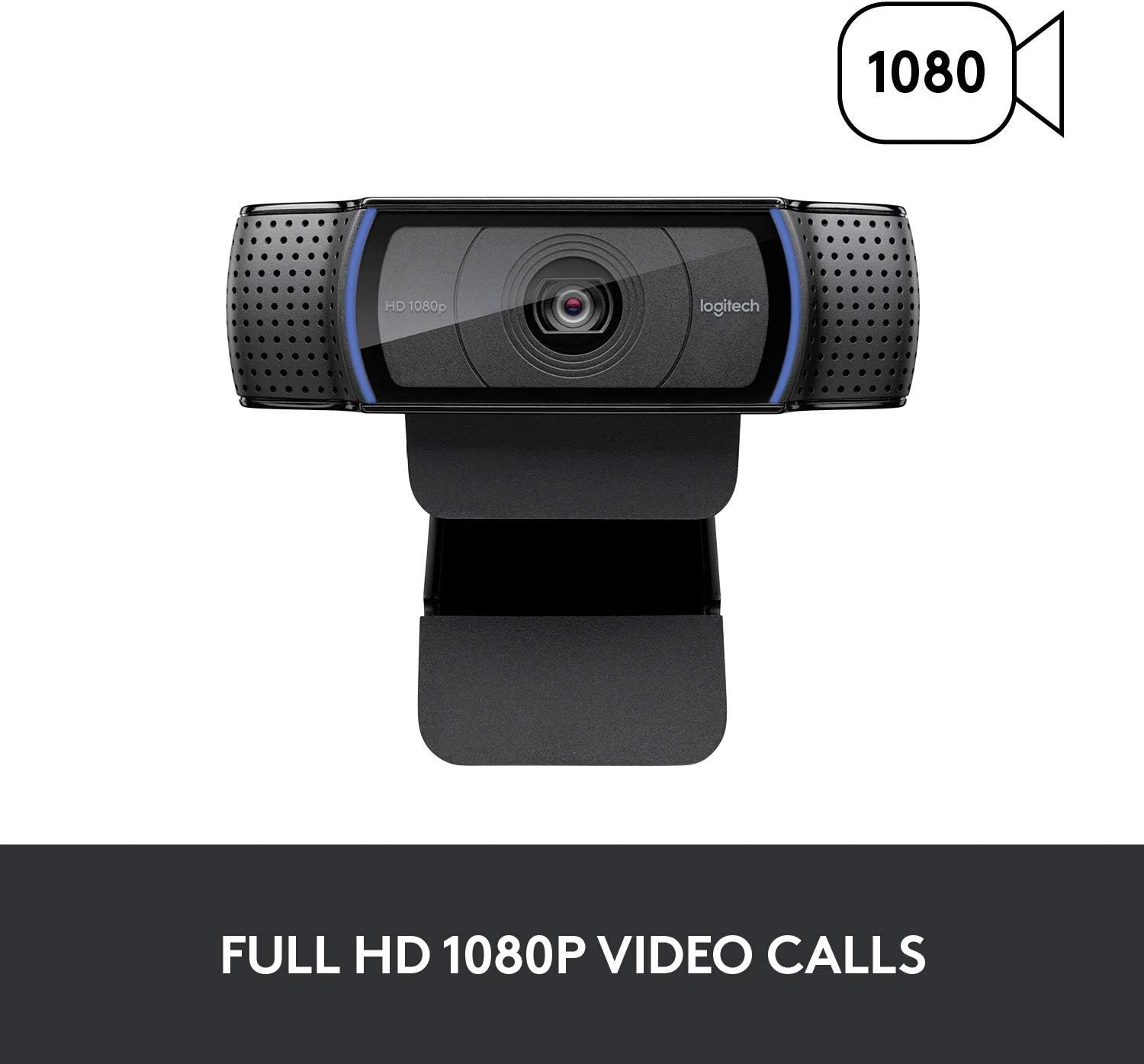 Logitech C920x HD Pro Webcam, Full HD 1080p/30fps Video, Clear Audio, HD Light Correction, PC Camera Webcam, Works with Skype, Zoom, Facetime, PC, Laptop, Mac, Tablet - Black